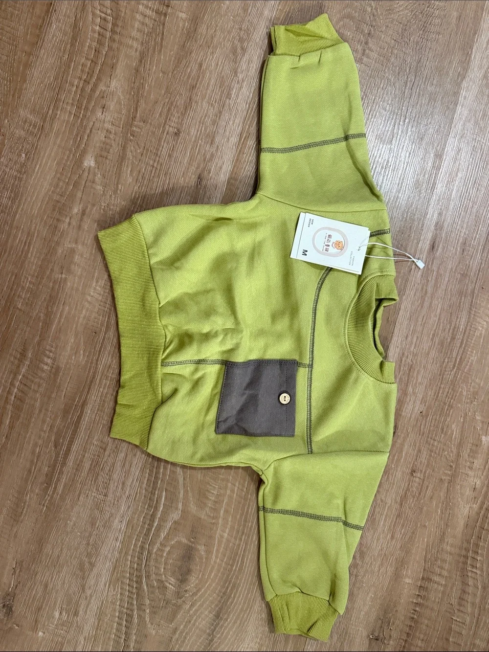 Lime Green Kids Sweatshirt with Contrast Pocket